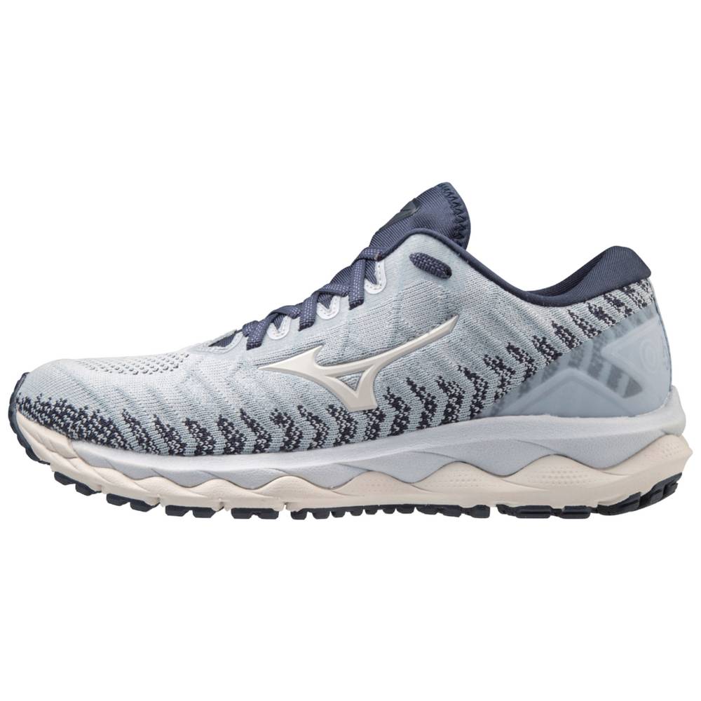 Sapatilhas Running Mizuno Wave Sky 4 WAVEKNIT™ D (Wide) - Mulher - Branco/Azul Marinho - RXOWP9563